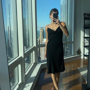 C/MEO collective black mid length dress cowl neck